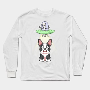 Funny french bulldog is being abducted by aliens Long Sleeve T-Shirt